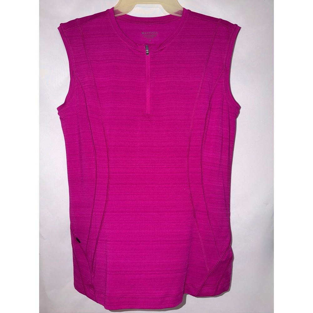 Athleta Womens Magenta Pink Space Dye Quarter Zip Sleeveless Athletic Top Size M
